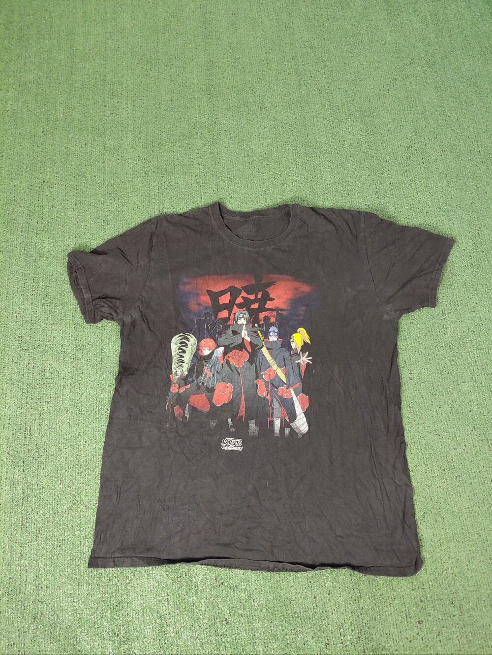 Naruto Shippuden Akatsuki Group Anime Cartoon Black T Shirt Sz XL